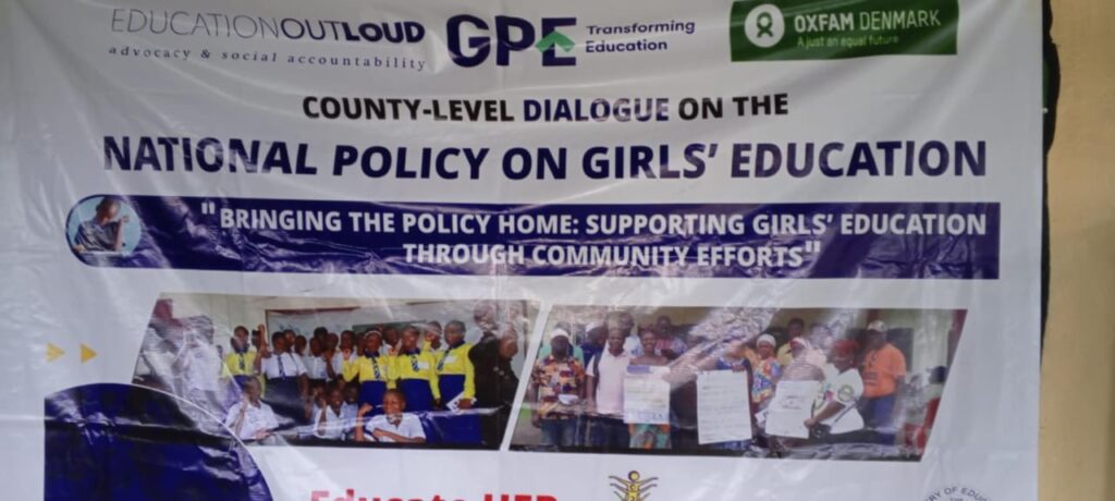 National Policy on Girls' Education (2021-2026) Flier at the Grand Kru Stakeholders Meeting.